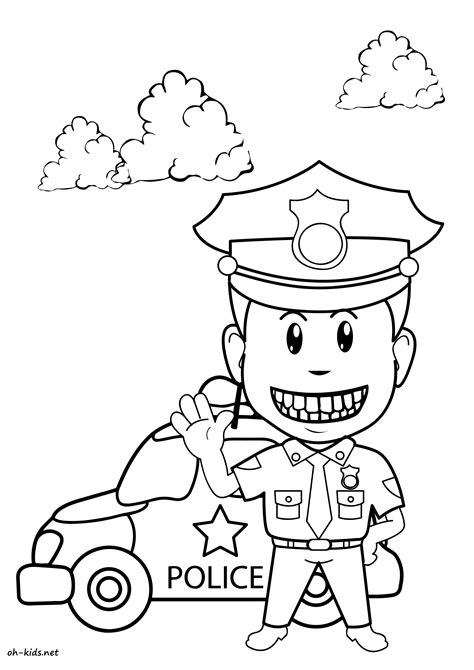 Selon les pays, l'agent de police a le droit. Coloriage police - oh Kids FR