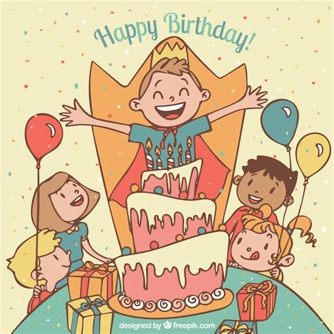 Free Vector Child Celebrating His Birthday