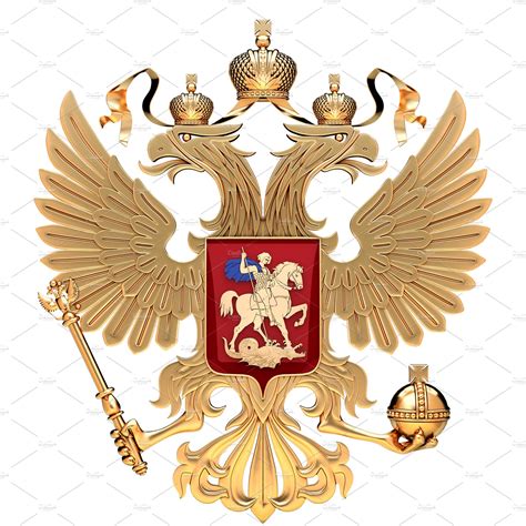 Golden Coat Of Arms Of Russia Custom Designed Illustrations