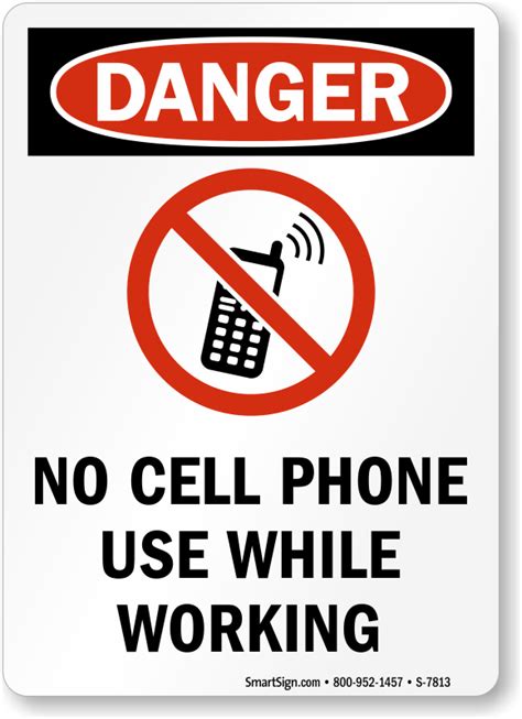 Download No Cell Phone Use While Working Danger Sign Safety First