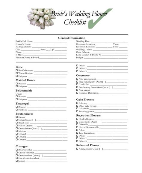 Planning, upon the additional hand, well it's not really necessarily the forte. wedding-flower-checklist-pdf | Wedding checklist, Simple ...