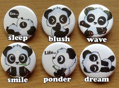 Cute Panda Set Button Pin Panda Button Pin Panda Button Pin Image 1