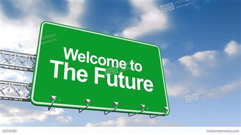 Welcome To The Future Sign Against Blue Sky Stock Animation 6359590