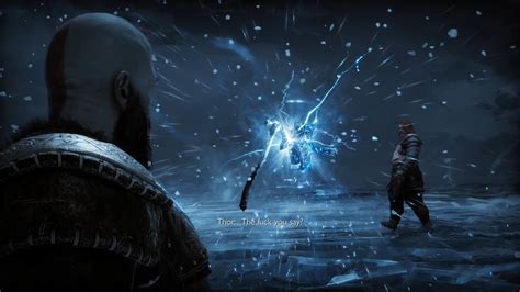 Kratos Leviathan Axe And Thors Mjolnir Hammer Collide Scene 4k God