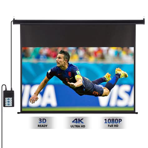 projector screen 120 inch excelvan hd portable projection screen with remote control 16 9 1 2
