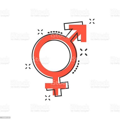 Vector Cartoon Geschlecht Gleich Symbol Im Comicstil Männer Und Frauen