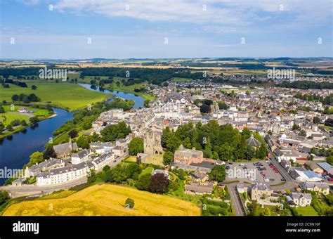 Aerial View Of Kelso And The River Tweed Roxburghshire Scottish