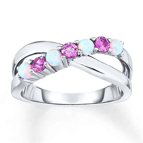 Lab Created Opals And Lab Created Pink Sapphires Alternate Along This
