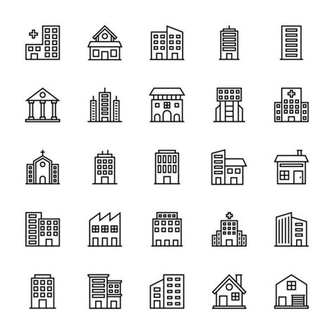 Buildings And Furniture Line Vector Icons 3 — Stock Vector