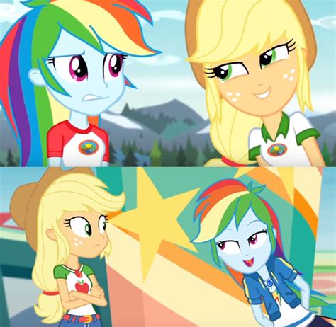 Safe Edit Edited Screencap Screencap Applejack Rainbow Dash Equestria Girls