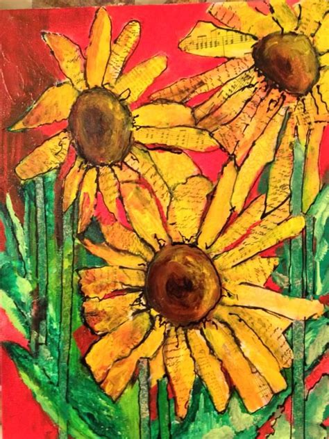 Sunflowers Mixed Media Sunflower Art Collage Art Projects Painting