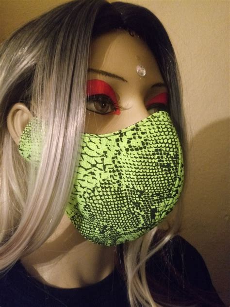 Neon Green Snakeskin Face Covering Mask Etsy