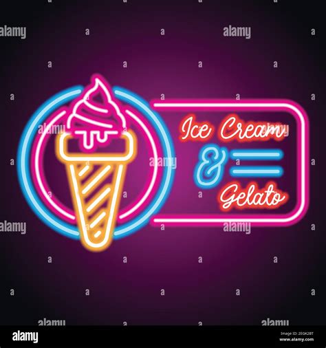 Ice Cream Neon Sign For Ice Cream Advertisement Vector Illustration Stock Vector Image And Art