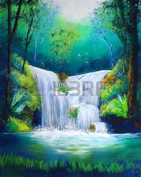 Watercolor Painting Of Waterfall Waterfall Waterfall Paintings