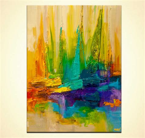Painting For Sale Abstract Art Sailboats Painting 9292