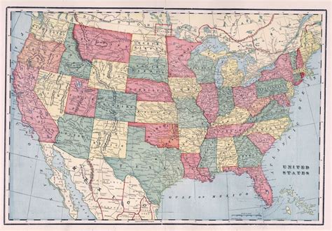 1899 Map Of The United States United States Map Map Old Maps