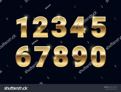 Numbering Icons Shiny Golden Images Stock Photos Vectors