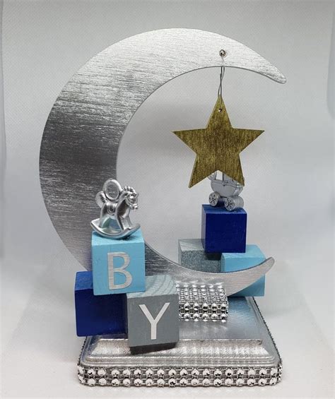 Custom Crescent Moon And Star Baby Shower Centerpiece W Etsy