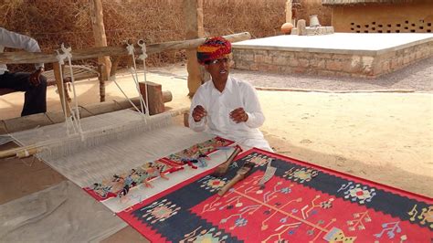 Crafts Of India Rajasthan Rug Weaving Textile Art Textiles Woven Rug