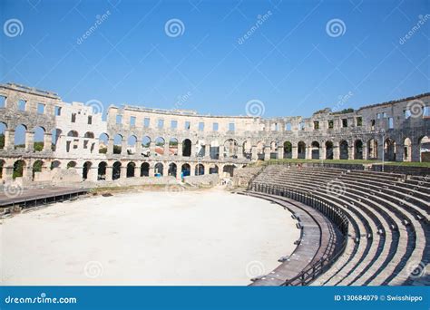 Pula Roman Amphitheater Stock Image Image Of Civilization 130684079