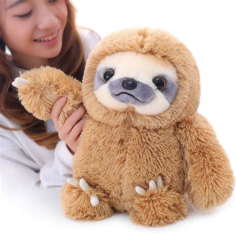 Winsterch Fluffy Soft Sloth Stuffed Animal Toys Baby Doll Plush Toys