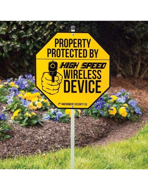 Protected By Wireless Device Sign Military Outlet