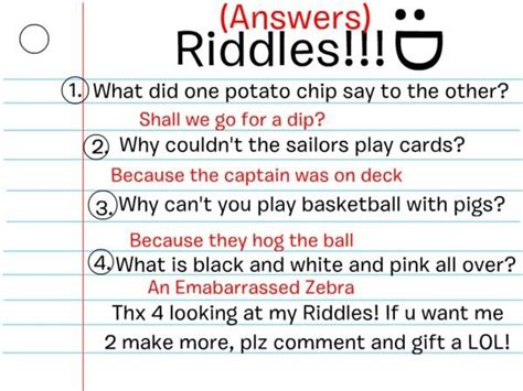 Show Me Some Riddles With The Answers Askworksheet
