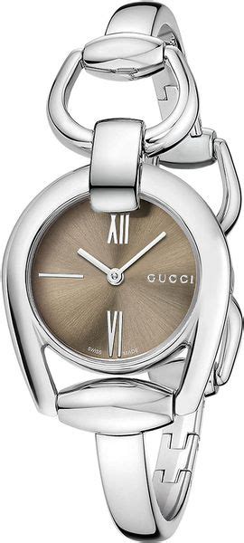 Gucci Ladies Horsebit Silver Tone Interlocking Bracelet Watch In Silver