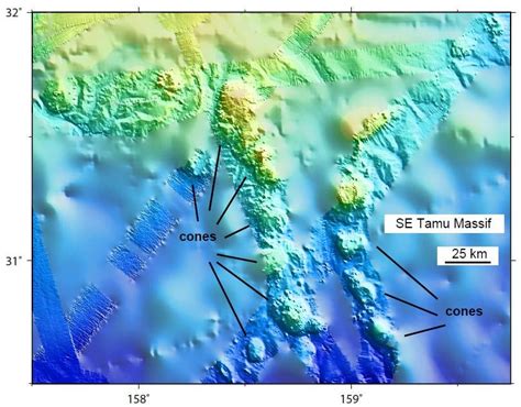 Shaded Relief Bathymetry Map Of Se Tamu Massif Color Scale As In Download Scientific Diagram