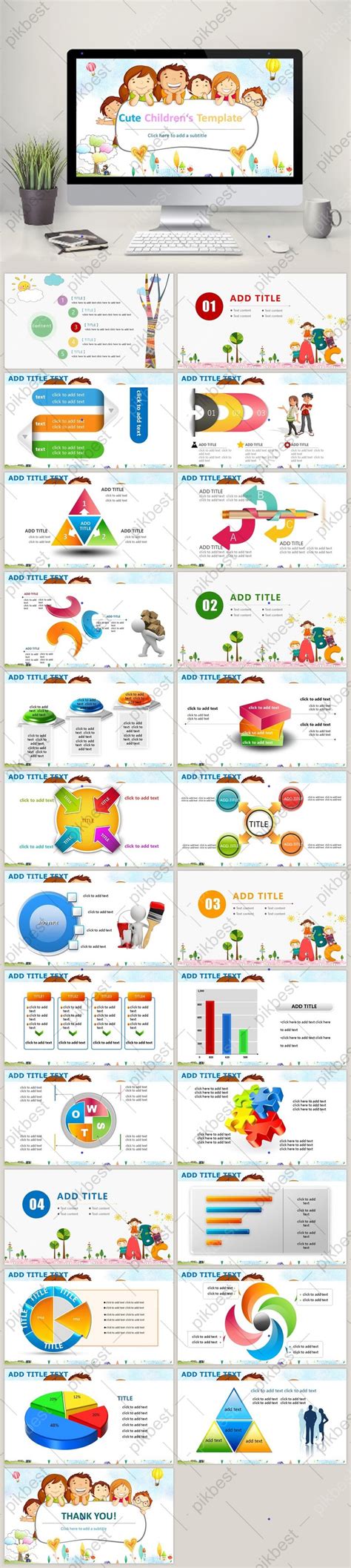 Cute Children Kindergarten Ppt Dynamic Template Powerpoint Pptx