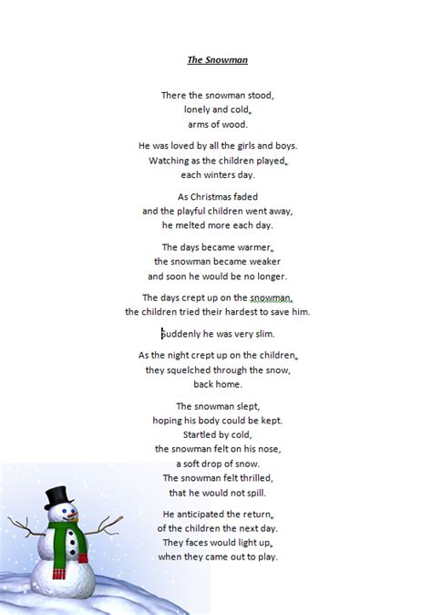 I Wrote This Poem About Snowmen Because I Like Them And Sometimes They Look Really Real So I