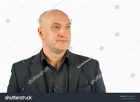 Portrait Bald Man Black Shirt Jacket Stock Photo 1641653614 Shutterstock