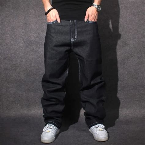2015 Jeans Men Baggy Black Casual Rap Jeans Loose Pants Hip Hop Loose Style Hip Hop Jeans For