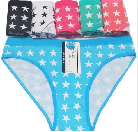 Free Shipping 5pcslot Hot Selling Cotton Womens Briefs Fashion Star