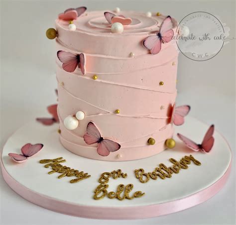 celebrate with cake butterflies single tier buttercream cake