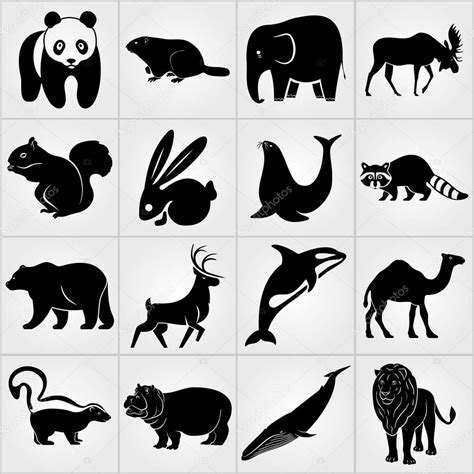 Set Of Mammal Animals Icons Rabbit Deer Elephant Sea Lion Grampus