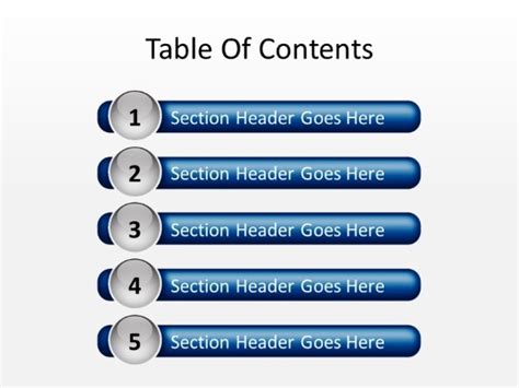 Table Of Contents 5 Powerpoint Template Background In General