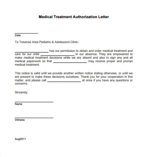 Medical Authorization Letter 9 Examples Format Sample Examples