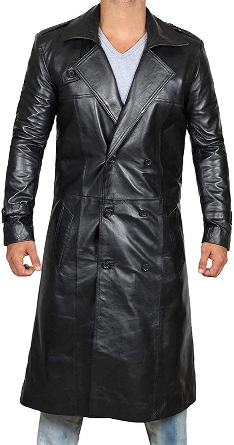 Black Leather Trench Coat Mens Long Coat In Australia