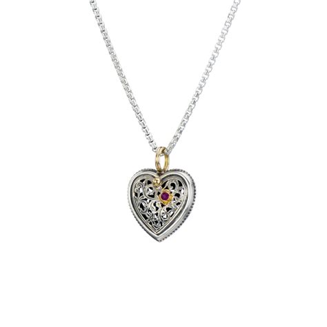 Garden Shadows Heart Pendant In 18k Gold And Sterling Silver