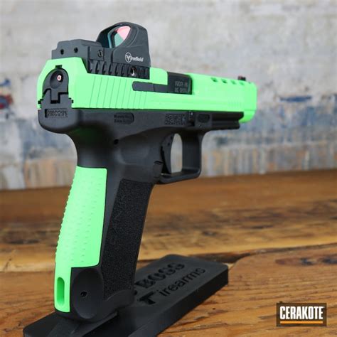 Canik Arms Pistol Cerakoted Using Parakeet Green Cerakote
