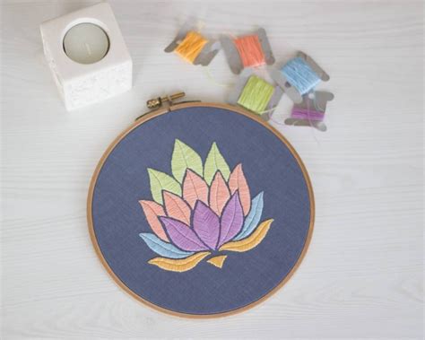 Of course, this pattern is exaggerated. Lotus Flower Beginner Embroidery Pattern | Embroidery for ...