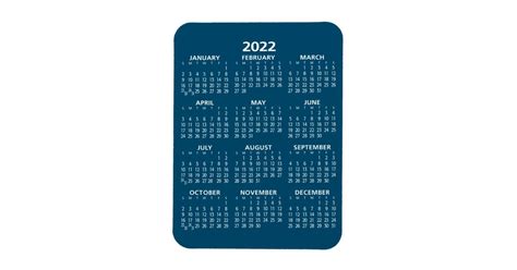 2022 Full Year View Calendar Basic Minimal Magnet