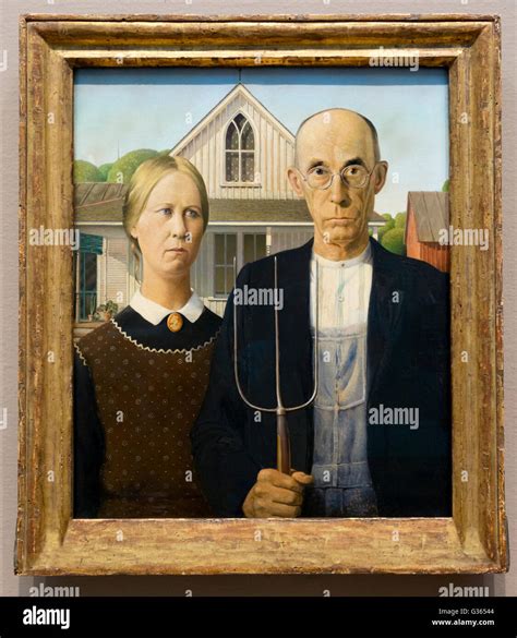 American Gothic By Grant Wood In The Art Institute Of Chicago Stock