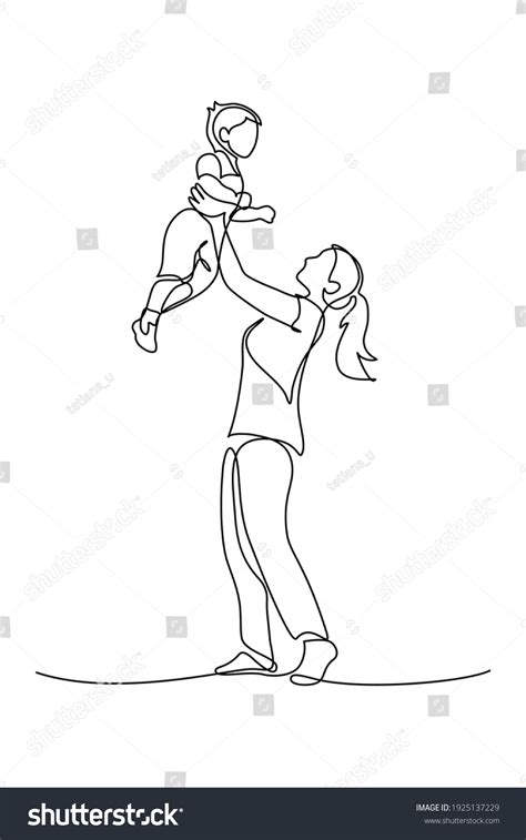 happy mom her little son continuous stock vector royalty free 1925137229 shutterstock