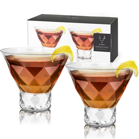 Buy Viski Raye Gem Crystal Martini Glasses Set Of 2 Stemless Glasses For Martini Margarita