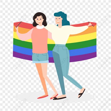 Couples Participating In The Gay Parade Flag Gay Cartoon Flag Flag