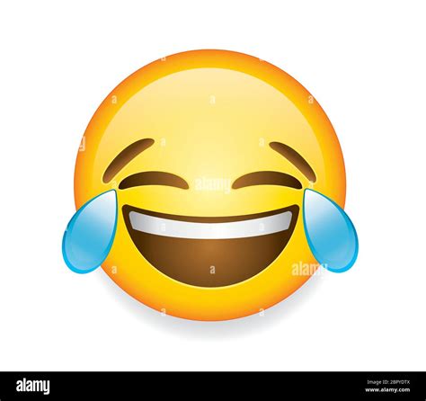 High Quality Emoticon On White Background Laughing Emoji With Tears And Closed Eyes Yellow