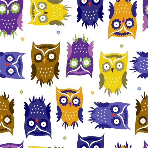 Beautiful Seamless Pattern With Cute Owls Seamless Background Can Be