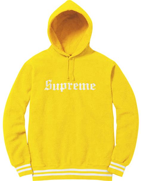 Supreme Reverse Fleece Hooded Sweatshirt Yellow Fw16